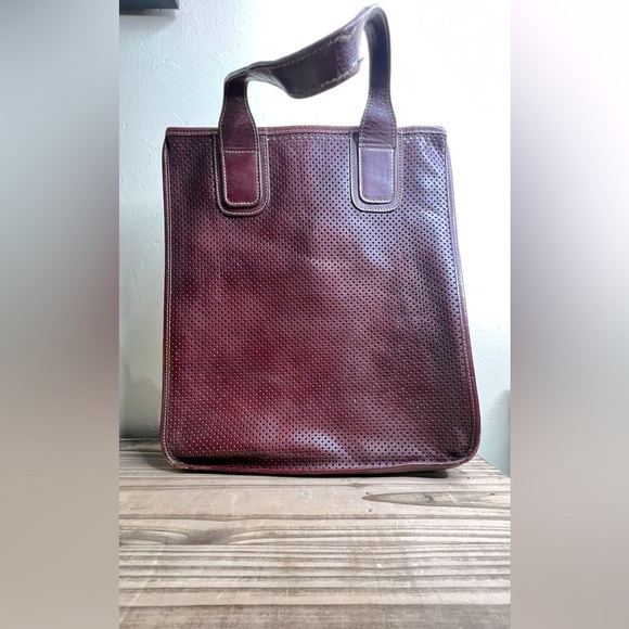 Marley Hodgson Perforated Leather Tote Bag Brown Vintage - Picture 8 of 10